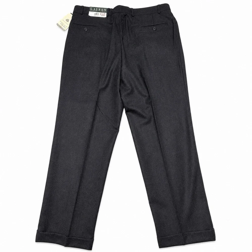 NWT Lauren Ralph Lauren Neil Wool Dress Pants Mens 40x32 Charcoal Pleated Cuffed